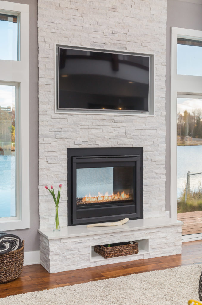 Modern LIving Space with Custom See Through Fireplace - Anchorage, AK